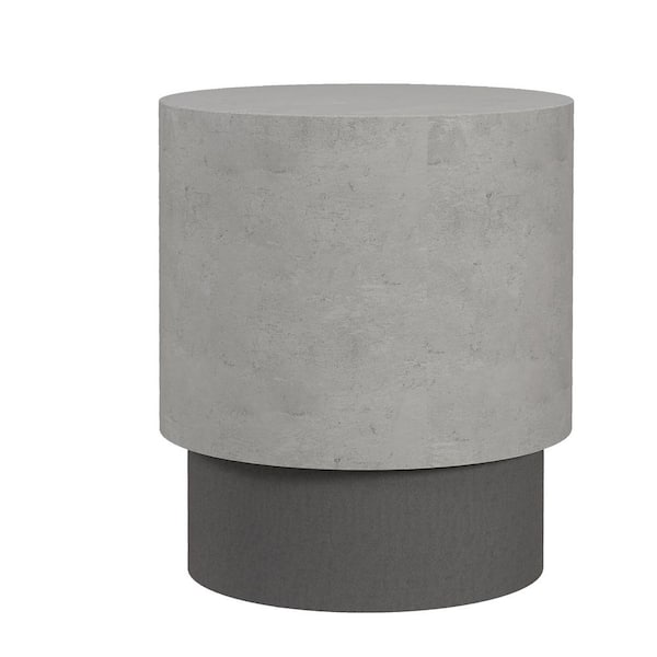 HOMCOM Grey Round Concrete Finish Side Table-Lightweight and Adjustable for Indoor and Outdoor Use