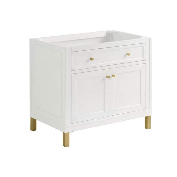 Chicago 35.9 in. W x 23.3 in. D x 32.6 in. H Single Bath Vanity Cabinet Without Top in Glossy White
