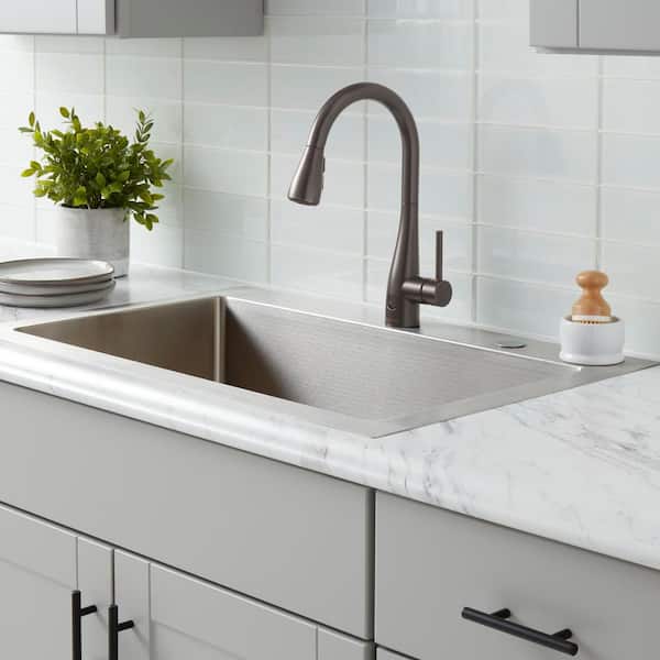 Nottely Touchless Single-Handle Pull-Down Kitchen Faucet with TurboSpray and FastMount in Bronze