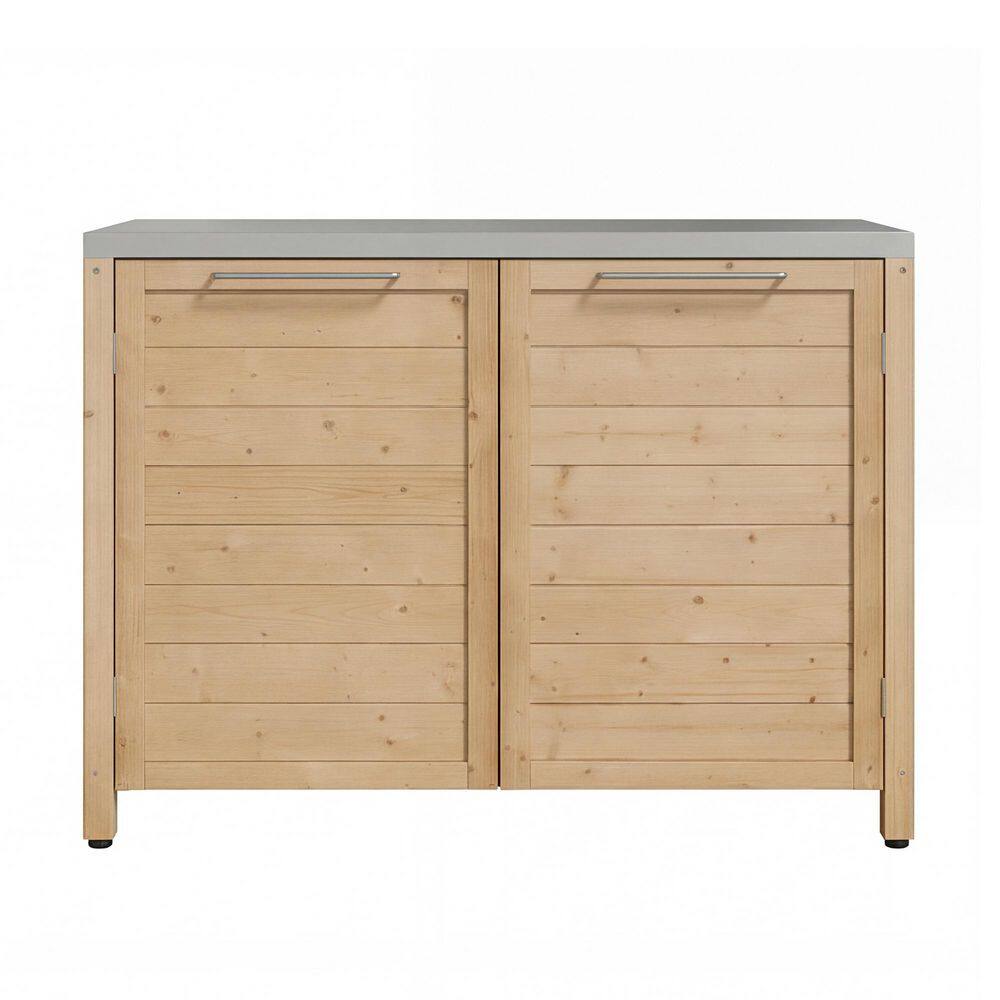 51 in. W x 24 in. D x 37 in. H Brown Cedar Wood Outdoor Storage Cabinet with Large Open Storage and Stainless Steel Top price history on PriceWatchPro