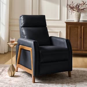 Casica Navy 29 in. Genuine Leather Power Recliner with USB and Type-C Ports