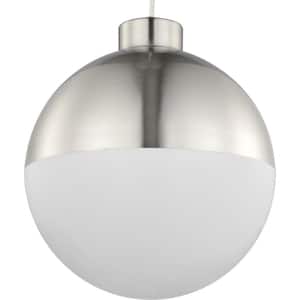Globe LED 1-Light Brushed Nickel LED Outdoor Pendant Light