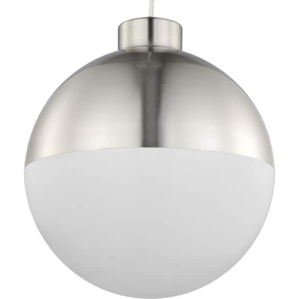 Progress Lighting Globe LED 1-Light Brushed Nickel LED Outdoor Pendant Light