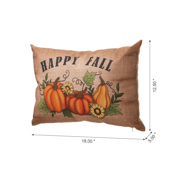 Glitzhome 20 in. Fall Embroidered Pumpkin Pillow