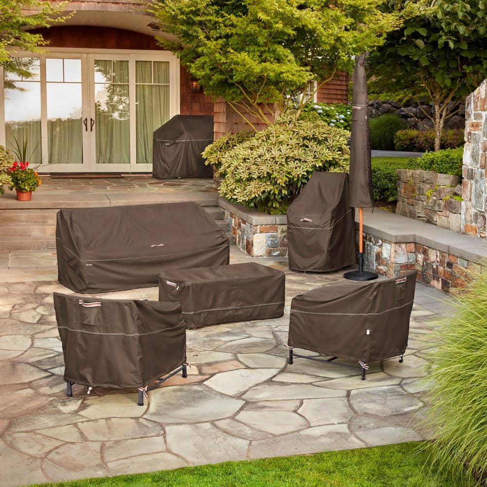 Madrona Brown Rainproof Square Fire Pit Cover with Elastic Closure