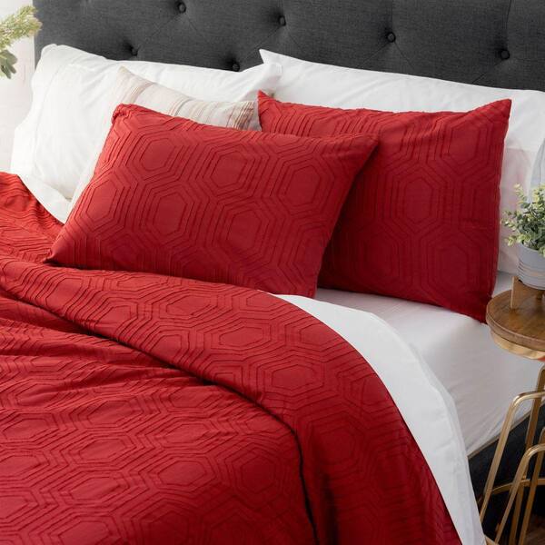 WELHOME Sahara Cotton Red Full/Queen Comforter Set