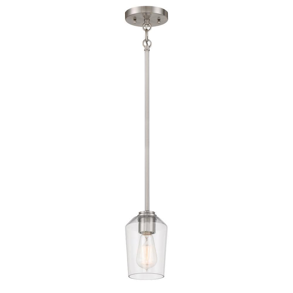 Shayna Clear Glass Mini Pendant Light with Polished Nickel Finish