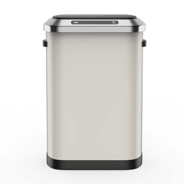 50 L/13.2 Gal. Stainless Steel Automatic Sensor Kitchen/Bathroom Trash Can in White