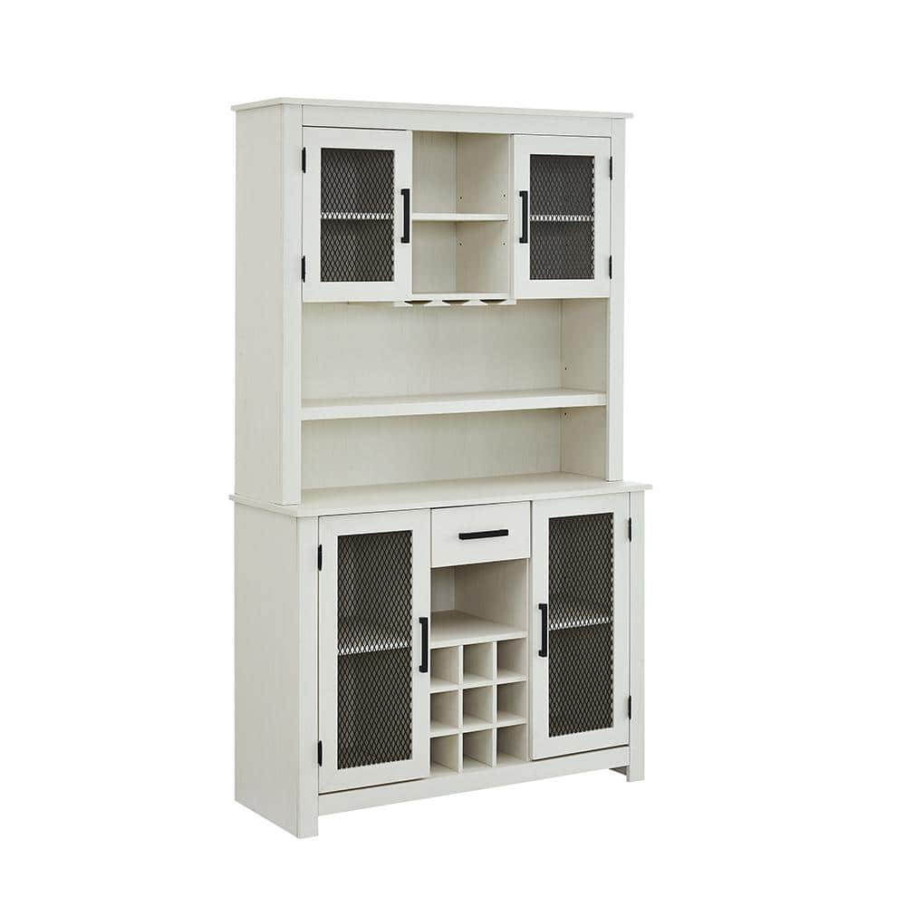 Home Source Jill Zarin Antique White Tall Bar Cabinet with Mesh Doors -  Home Source Industries, JZ68-AW-HD