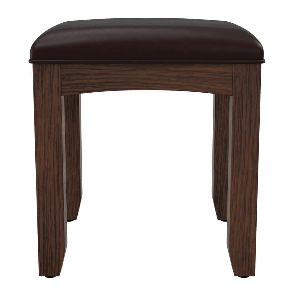 Modern Mission Vintage Oak Cushioned Vanity Bench