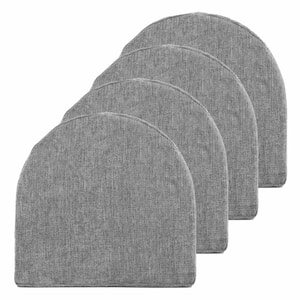 High-Density Memory Foam 17 in. x 16 in. U-Shaped Non-Slip Indoor/Outdoor Chair Seat Cushion with Ties Gray (4-Pack)