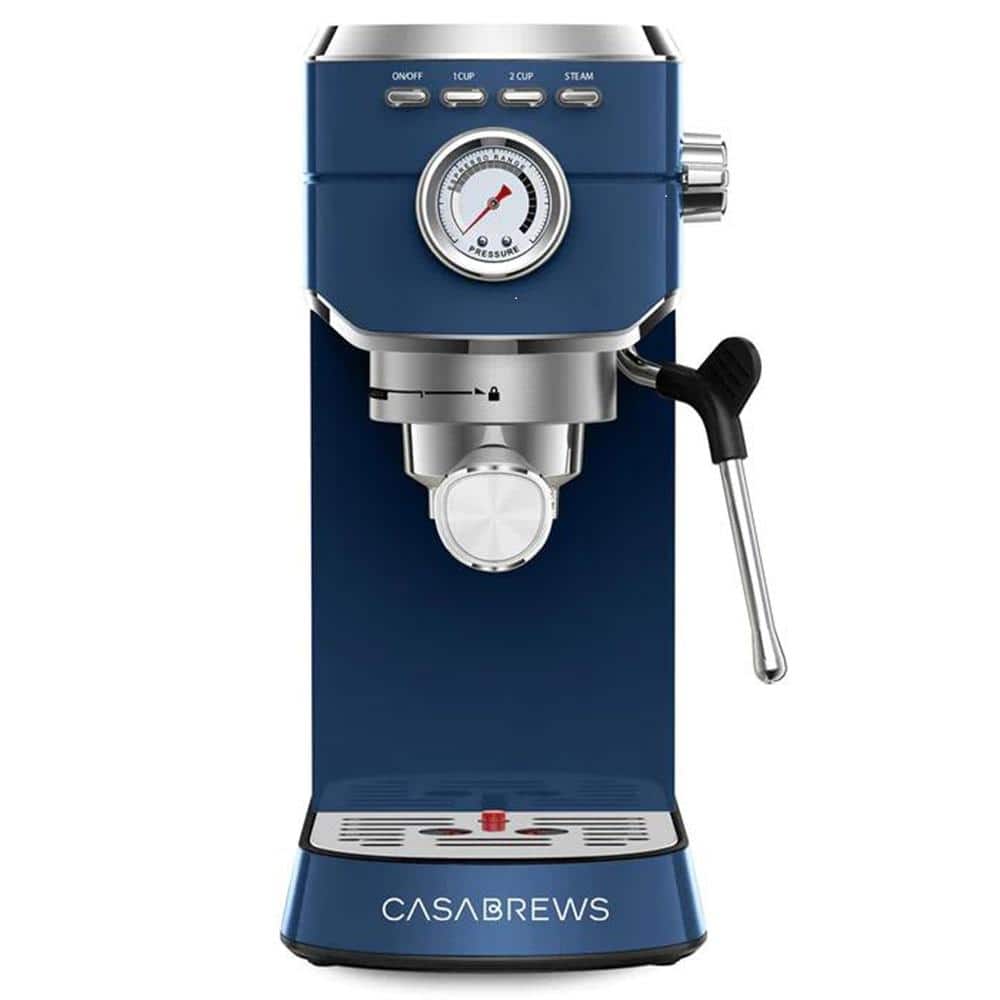 Sapphire Blue Semi-Automatic Espresso Machine with Steam Wand