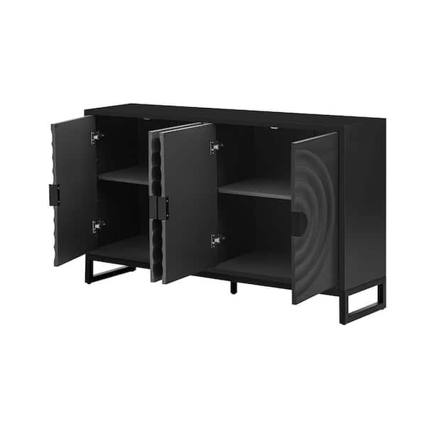COWLOWN 58.2 in. W x 13.8 in. D x 34.1 in. H Bathroom Black Linen Cabinet