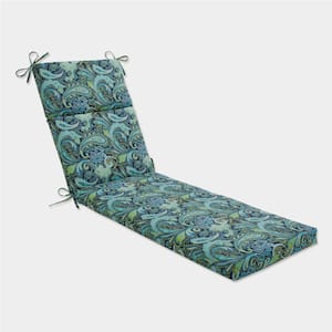 Paisley 21 in. x 28.5 in. Deep Seating Outdoor Chaise Lounge Cushion in Blue/Green Pretty