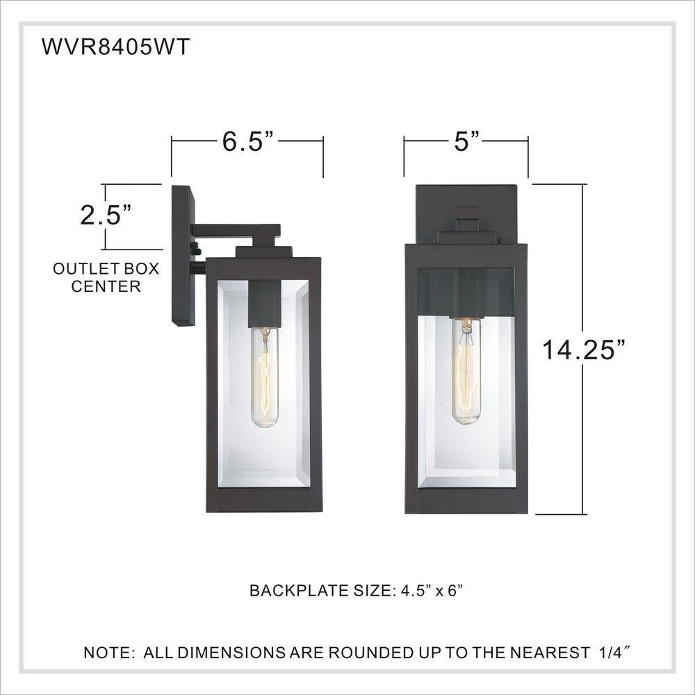 Elegant Bronze Outdoor Lantern with Clear Glass Panels - 14.25" Height