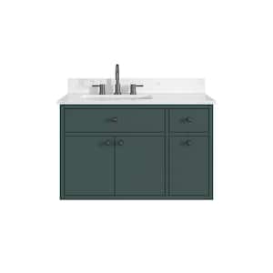 Paisley 36 in. W x 22 in. D x 35 in. H Single Sink Bath Vanity in Everglade Green with Cala White Engineered Stone Top