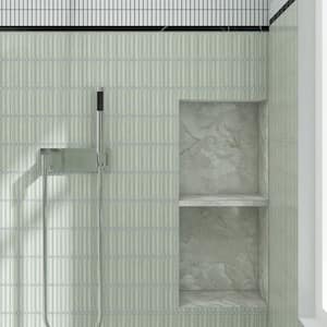 Motif Stacked Mint Green 11.19 in. x 11.9 in. Glossy Porcelain Mosaic Floor and Wall Tile (0.92 sq. ft./each)