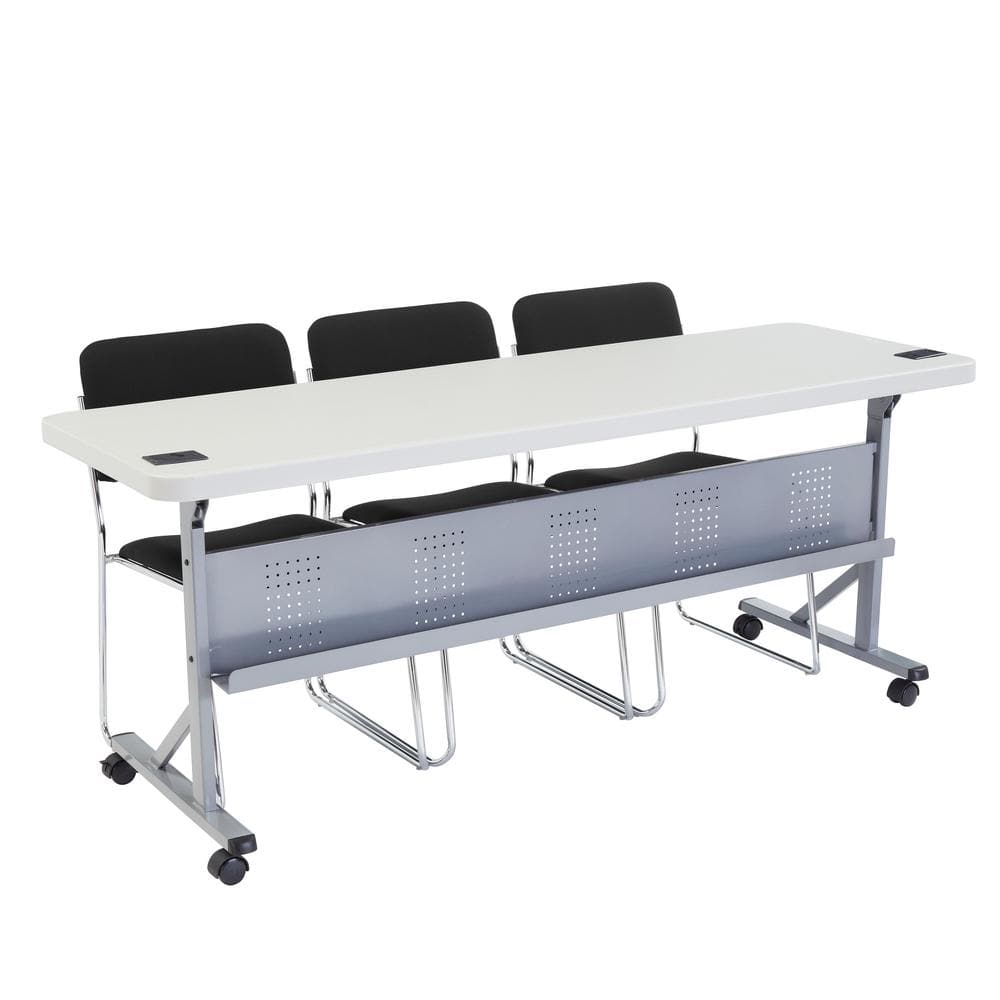 Speckled Gray Polypropylene Folding Training Table with Casters