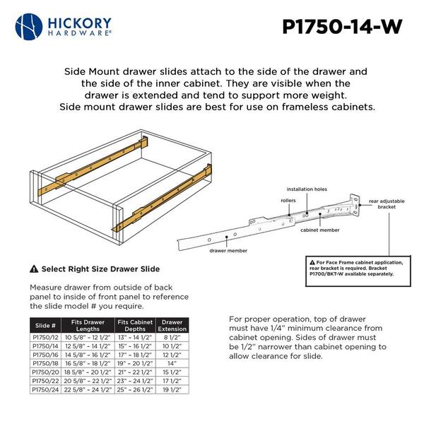 Richelieu 14-in Side Mount Drawer Slide 100-lb Load Capacity (2-Pieces)