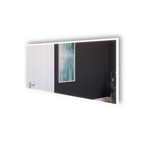 castellousa Smart Lisa 72 in. W x 30 in. H Small Rectangular Frameless Voice Control LED Wall-Mount Bathroom Vanity Mirror in Silver