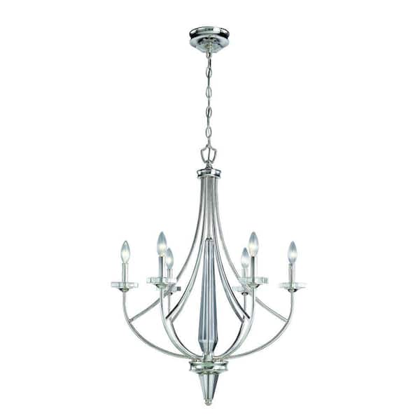 Eurofase Dakar Collection 6-Light 1 Hanging Silver-Plated Chandelier-DISCONTINUED