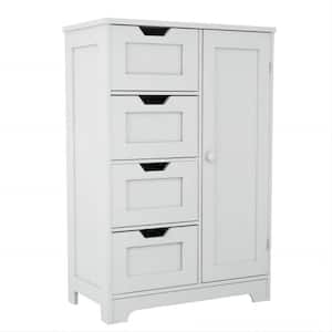 22.04 in. W x 11.81 in. D x 32.68 in. H Bathroom Linen Cabinet Floor Storage Cabinet with Drawers in White