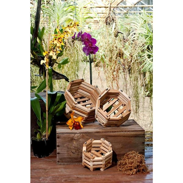 10 in. Octagon Wood Hanging Basket Twin Pack