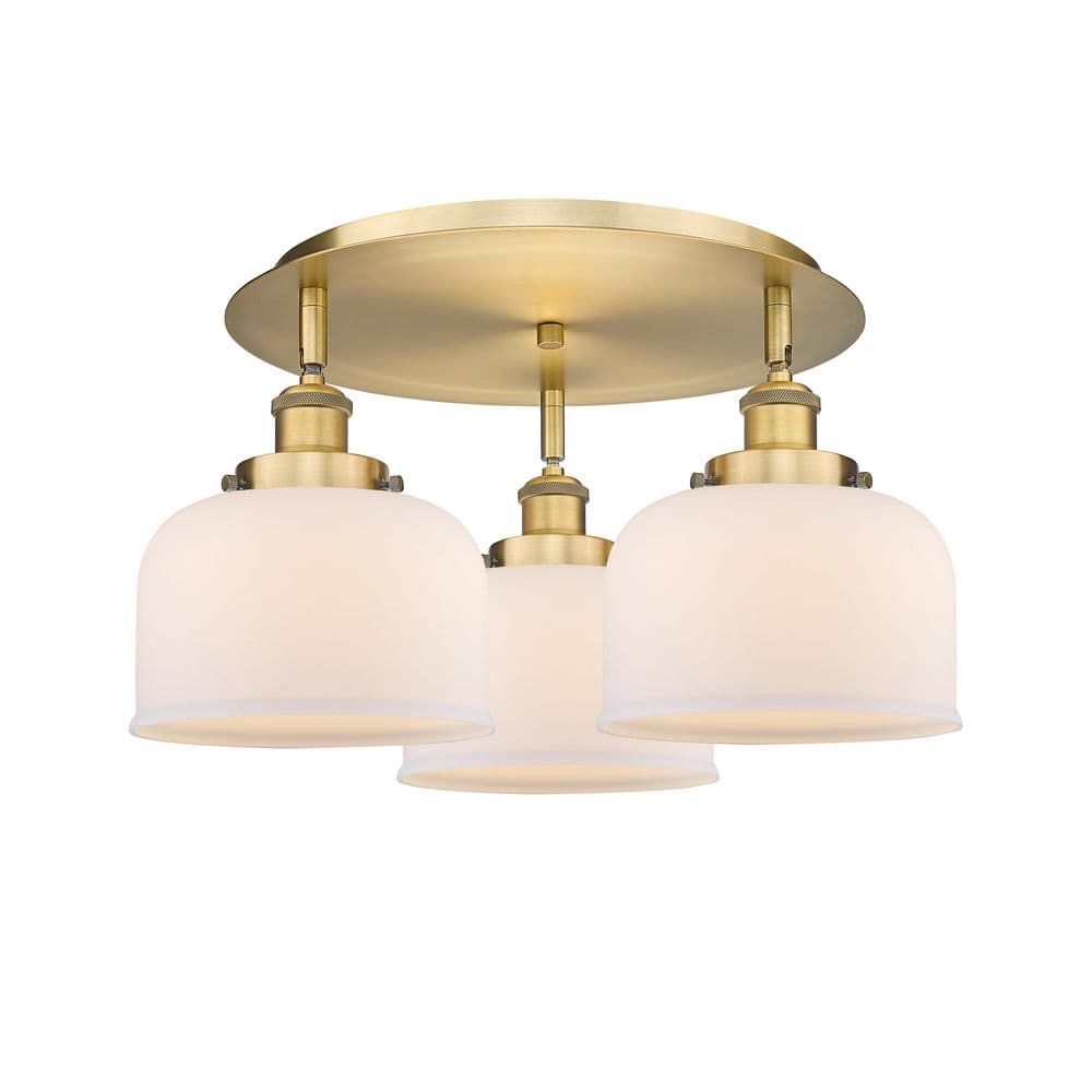 Bell 19.75 in. 3-Light Brushed Brass Art Nouveau Flush Mount with Seeded Glass Shade price history on PriceWatchPro