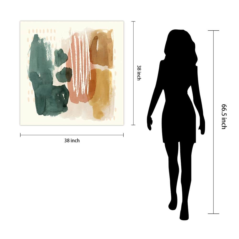 Ochre Echo III Abstract Colorful Frameless Tempered Glass Wall Art, 38" x 38"