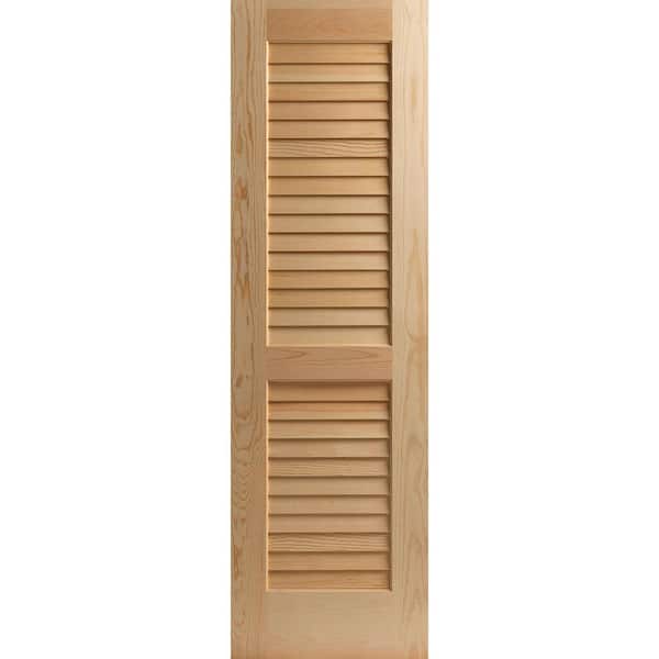 Masonite 24 in. x 80 in. Plantation Smooth Full-louvered Solid Core Unfinished Pine Interior Door Slab