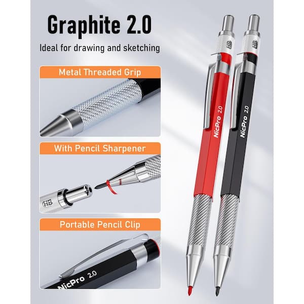 Angel Sar 15-Pack Carpenter Pencils Mechanical, 2.0 mm