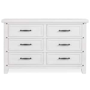 Weathered White 6 Drawer Andorra 18 in. Double Dresser