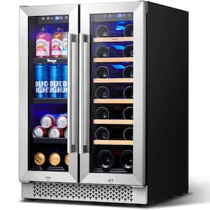 24 in. 20-Bottles Wine and 60-Cans Beverage Cooler Dual Zone Refrigerator Built-In or Freestanding Fridge Frost Free