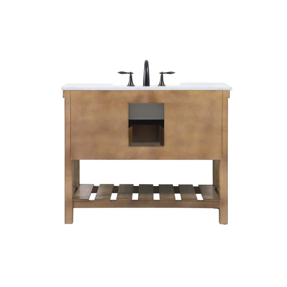 Driftwood Solid Wood and MDF Single Bathroom Vanity with Marble Top