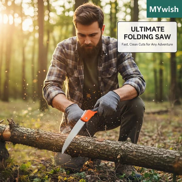 9.65 in. Folding Pruning Saw, Heavy Duty Folding Hand Saw with SK5 Triple-Cut Razor Teeth