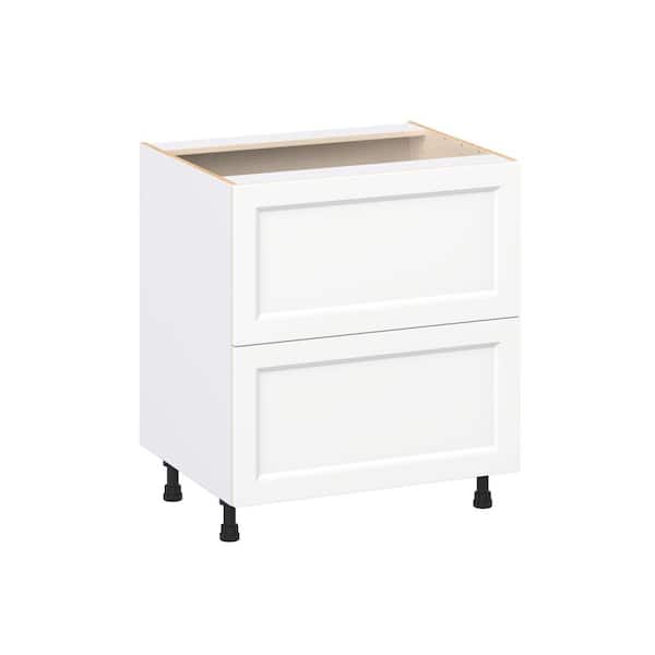 J COLLECTION Laramie 30 in. W x 24 in. D x 34.5 in. H Assembled Drawer Base Kitchen Cabinet in Painted Bright White with 2 Drawers