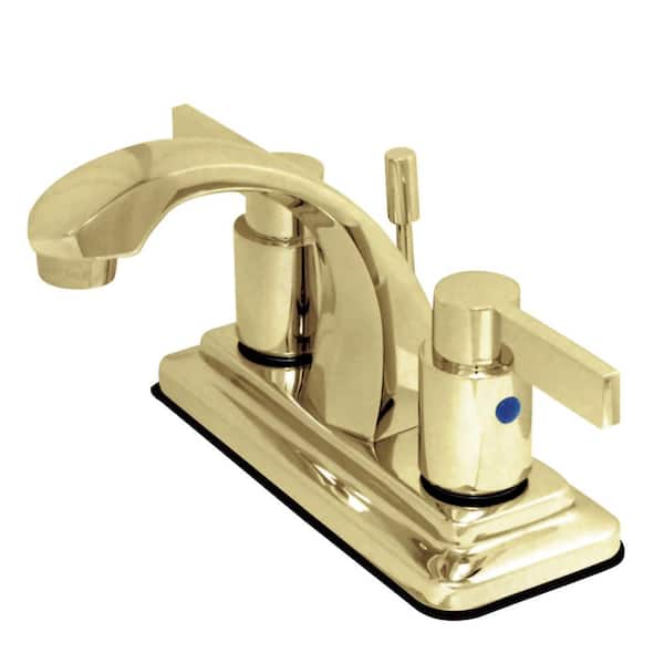 Kingston Brass NuvoFusion 4 in. Centerset 2-Handle Bathroom Faucet in Polished Brass