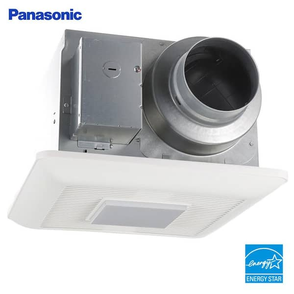 Panasonic WhisperCeiling DC fan with LED lights, Pick-A-Flow Speed Selector 50, 80 or 110 CFM and Flex-Z Fast install bracket.