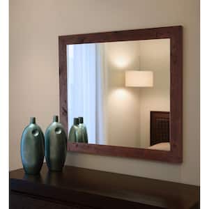 Medium Rectangle Dark Walnut Modern Mirror (38.5 in. H x 32.5 in. W)