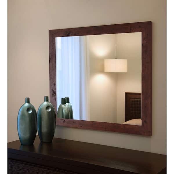 Unbranded Medium Rectangle Dark Walnut Modern Mirror (38.5 in. H x 32.5 in. W)
