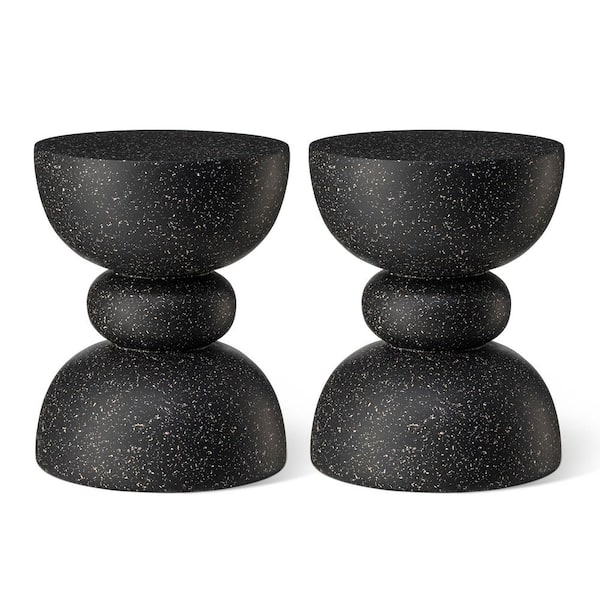 17.5 in. H Kits and Accessories Multi-Functional MGO Faux Terrazzo Garden Stool or Planter Stand (Set of 2)