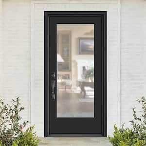 Performance Door System 36 in. x 80 in. VG Full Lite Right-Hand Inswing Clear Black Smooth Fiberglass Prehung Front Door