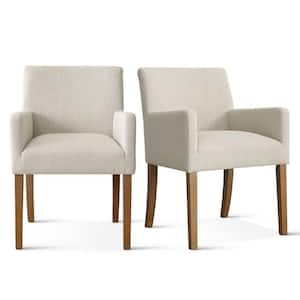 Beige Linen Upholstered Armchair(Set of 2)