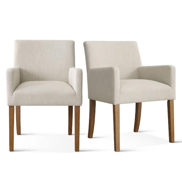 LAOTIES Beige Linen Upholstered Armchair(Set of 2)