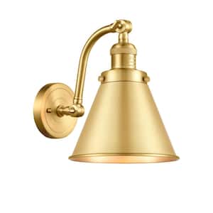 Appalachian 1-Light Satin Gold Wall Sconce with Satin Gold Metal Shade