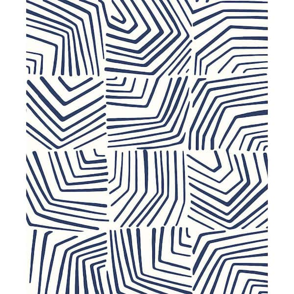 Seabrook Designs Imperial Blue Linework Maze Nonwoven Paper Non-Pasted Wallpaper Roll (Covers 57.5 sq. ft.)