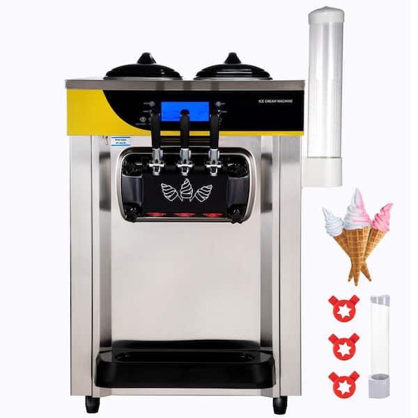 SVOPES Commercial Ice Cream Maker 1.76 qt. Silver 22-30 L/H Yield Silver Ice Cream Maker 2200 W Soft Serve Machine with LCD