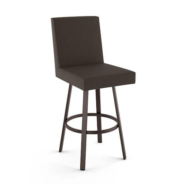Amisco Hartman 30.5 in. Dark Brown Grey Polyester/Dark Brown Metal Bar Stool