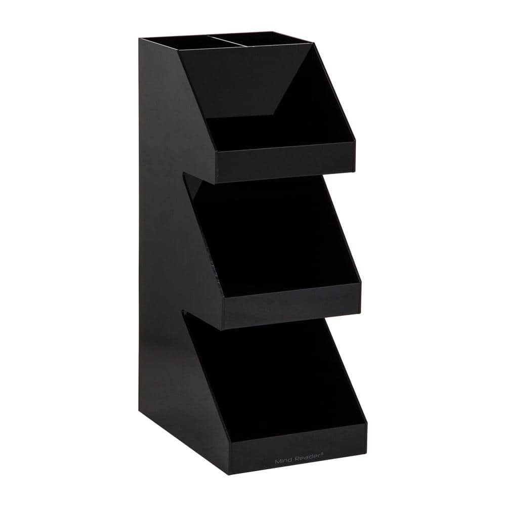 Black Acrylic 3-Tier Coffee and Tea Station Organizer