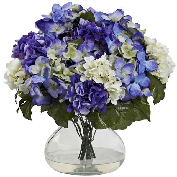 Nearly Natural Artificial Hydrangea with Large Vase